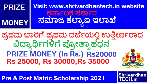 BCWD Scholarship 2021 Karnataka Apply Online for Pre–Post Matric Scholarship 2021 Prize Money