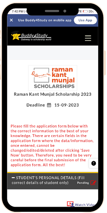Raman kanth Munjal Scholarship 2023