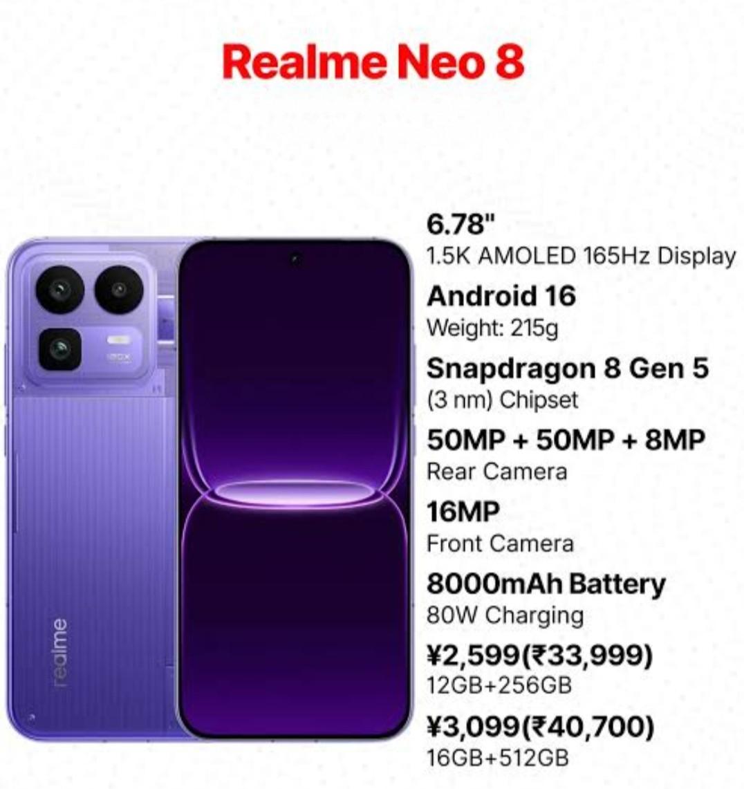 New Realme Neo 8: A Gaming Smartphone with an 8000mAh Battery